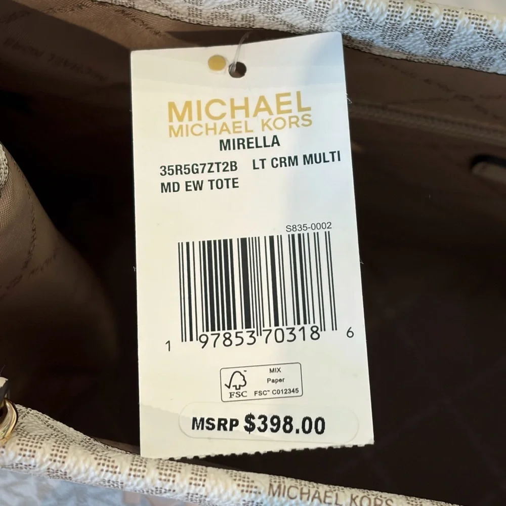 Michael Kors Cream Logo Tote Bag with Gold Accent